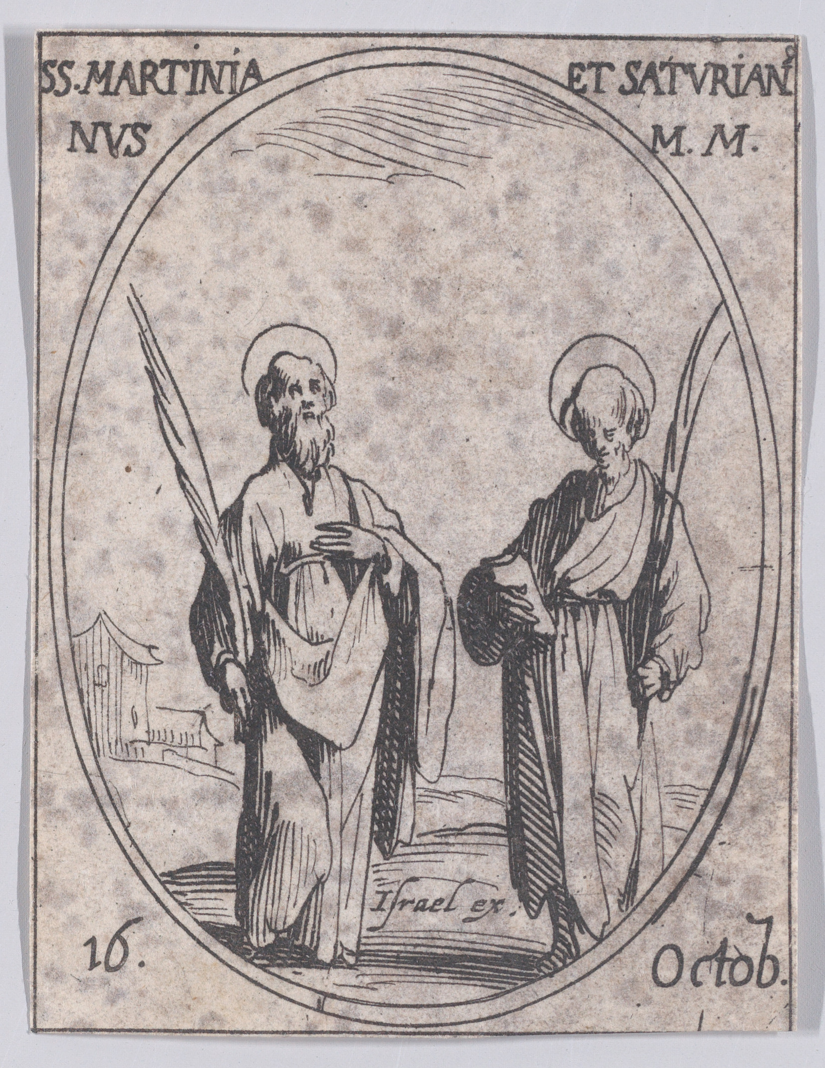 S. Martinien et S. Saturien (St. Martinian and St. Saturnian), October 16th, from Les Images De Tous Les Saincts et Saintes de L'Année (Images of All of the Saints and Religious Events of the Year), Jacques Callot (French, Nancy 1592–1635 Nancy), Etching; second state of two (Lieure)