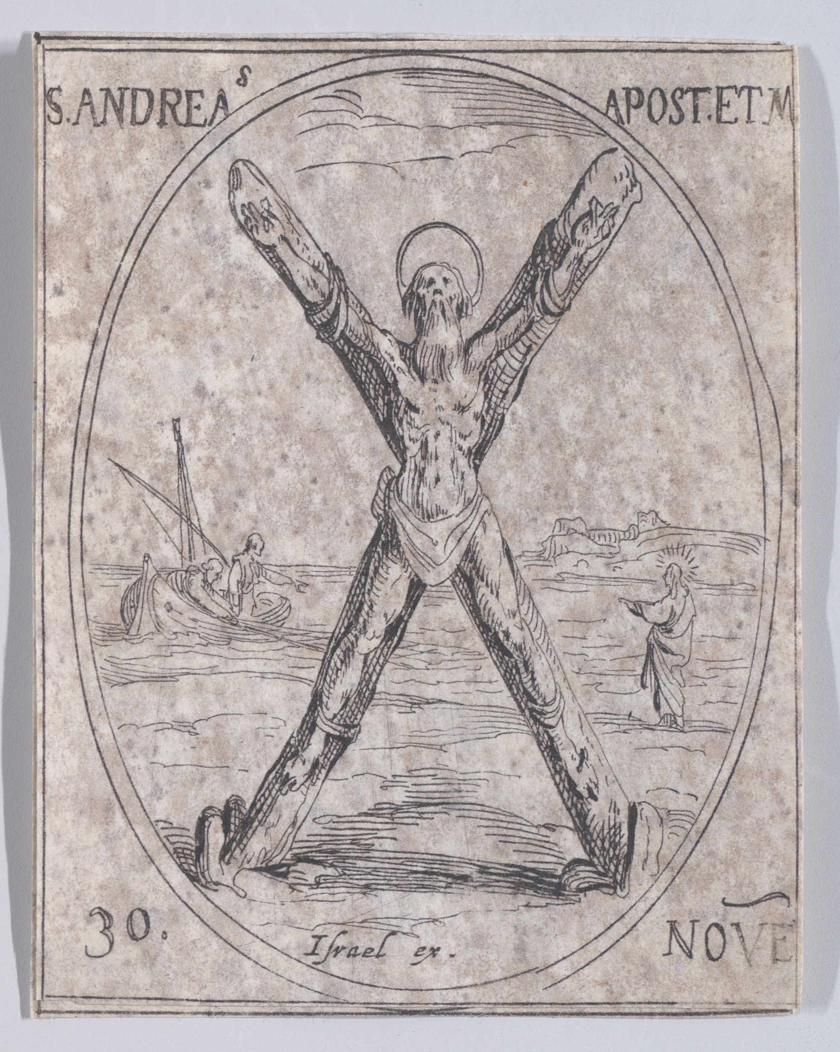 S. André, apotre et martyr (St. Andrew, Apostle and Martyr), November 30th, from Les Images De Tous Les Saincts et Saintes de L'Année (Images of All of the Saints and Religious Events of the Year), Jacques Callot (French, Nancy 1592–1635 Nancy), Etching; second state of two (Lieure)