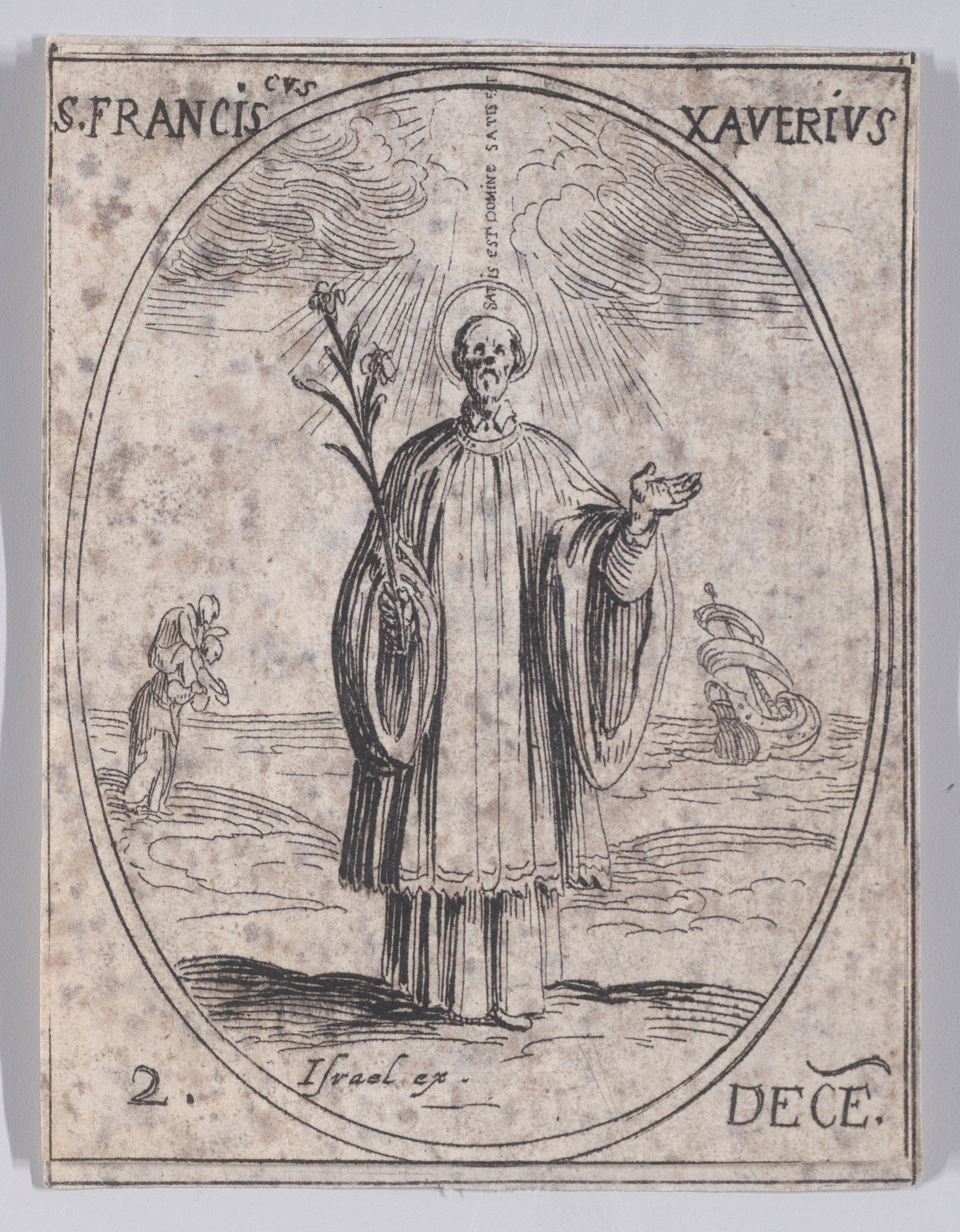 S. Francois Xavier (St. Francis Xavier), December 2nd, from Les Images De Tous Les Saincts et Saintes de L'Année (Images of All of the Saints and Religious Events of the Year), Jacques Callot (French, Nancy 1592–1635 Nancy), Etching; second state of two (Lieure)