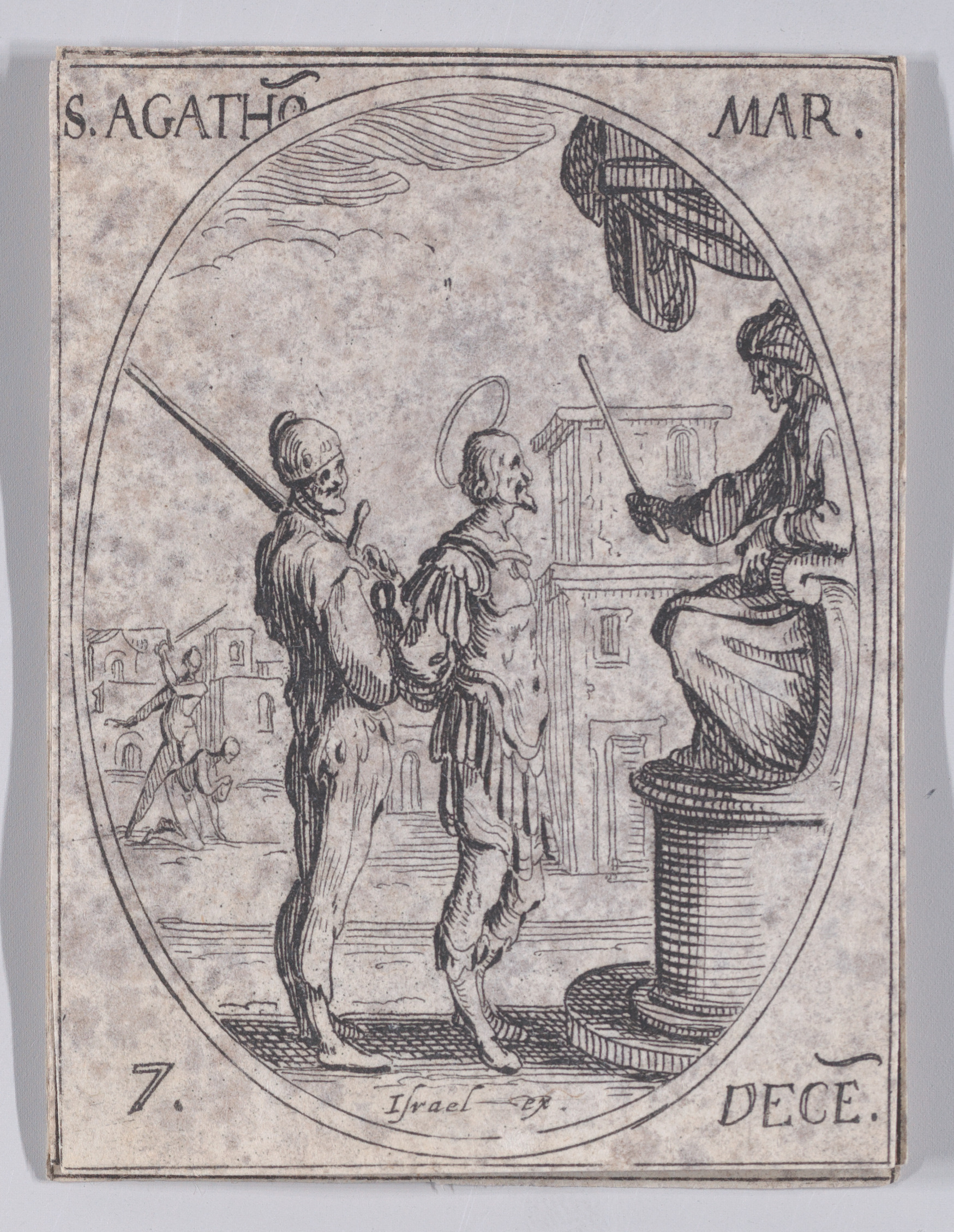 St. Agathon, Martyr, December 7th, from Les Images De Tous Les Saincts et Saintes de L'Année  (Images of All of the Saints and Religious Events of the Year), Jacques Callot (French, Nancy 1592–1635 Nancy), Etching; second state of two (Lieure)