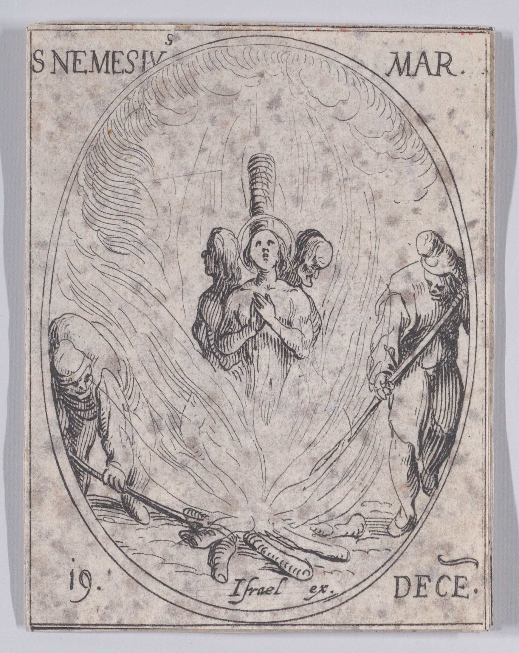 S. Nemèse, martyr (St. Nemesius, Martyr), December 19th, from Les Images De Tous Les Saincts et Saintes de L'Année (Images of All of the Saints and Religious Events of the Year), Jacques Callot (French, Nancy 1592–1635 Nancy), Etching; second state of two (Lieure)