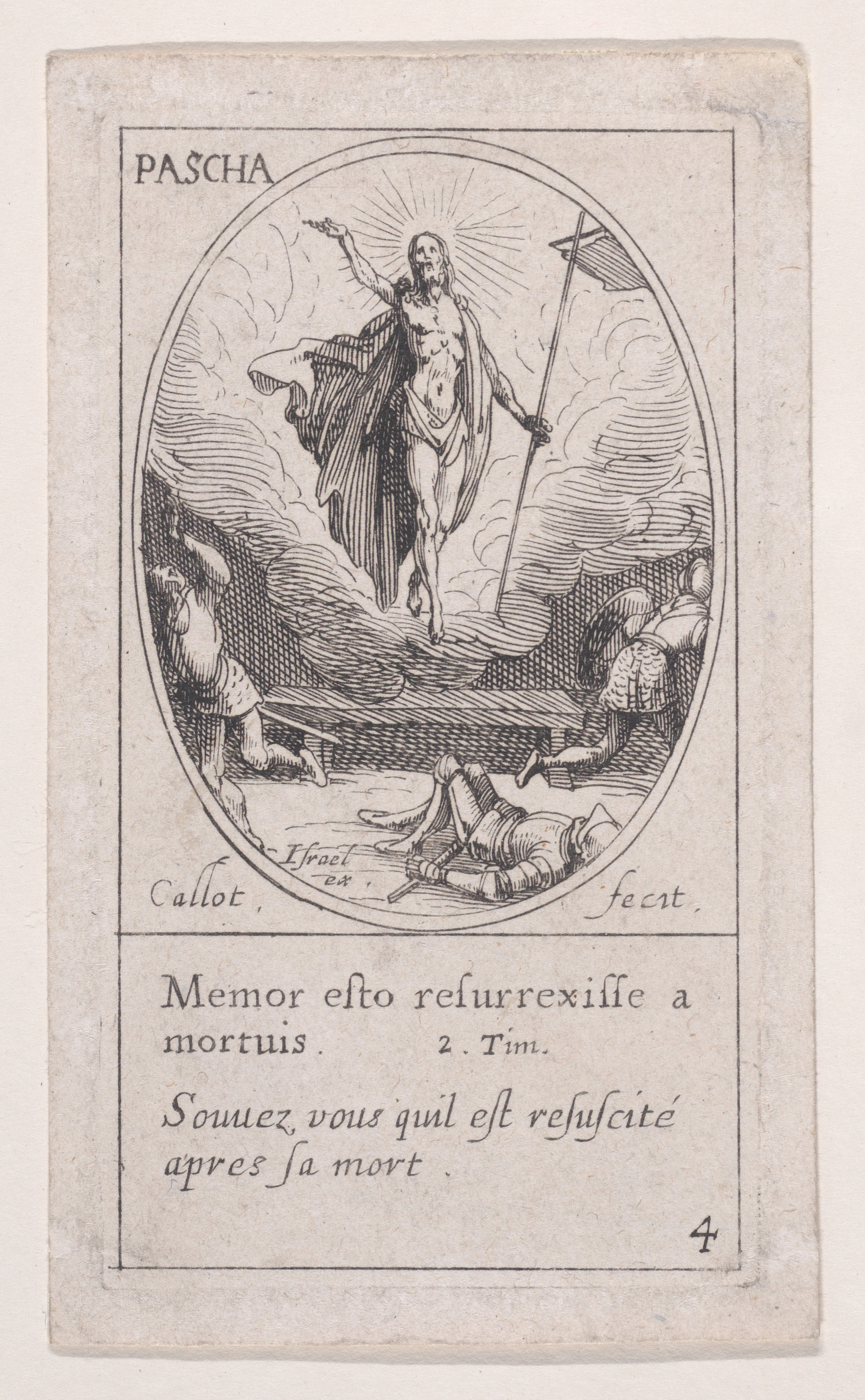 Jacques Callot, La Résurrection du Christ (The Resurrection of Christ), Easter, scene 4 from Images des Fêtes Mobiles (Images of Moveable Feasts from the Christian Calendar), part of "Les Images De Tous Les Saincts et Saintes de L'Année" (Images of All of the Saints and Religious Events of the Year)