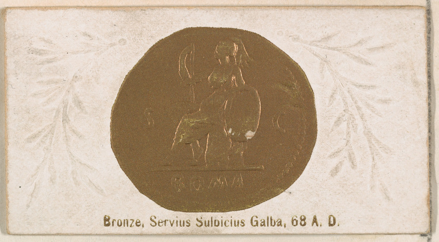 Bronze, Servius Sulpicius Galba, 68 A.D., from the Ancient Coins series (N180) issued by Wm. S. Kimball & Co.