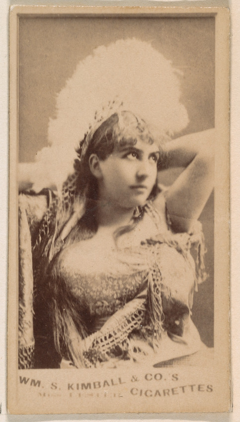 Actress posing with hands behind head, from the Actresses series (N203) issued by Wm. S. Kimball & Co.