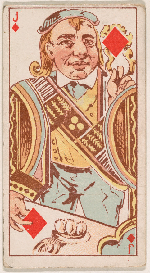 Jack of Diamonds, from Harlequin Cards, 2nd Series (N220) issued by Kinney Bros.