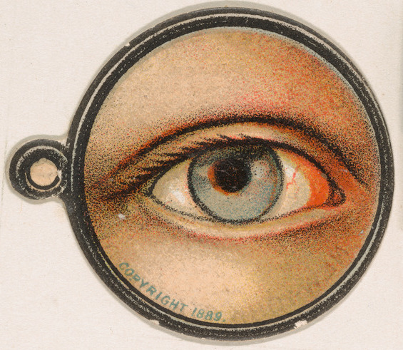 Issued by Kinney Brothers Tobacco Company, Monocle and Eye (light blue),  from Jocular Ocular series (N221) issued by Kinney Bros.