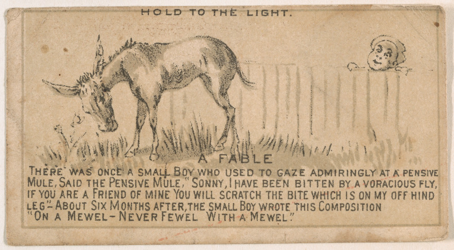 A Fable, from the Magic Changing Cards series (N223) issued by Kinney Tobacco Company