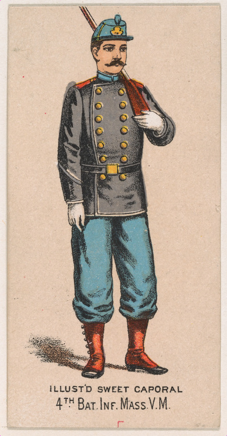 4th Bat. Infantry, Massachusetts, V.M., from the Military Series (N224) issued by Kinney Tobacco Company to promote Sweet Caporal Cigarettes