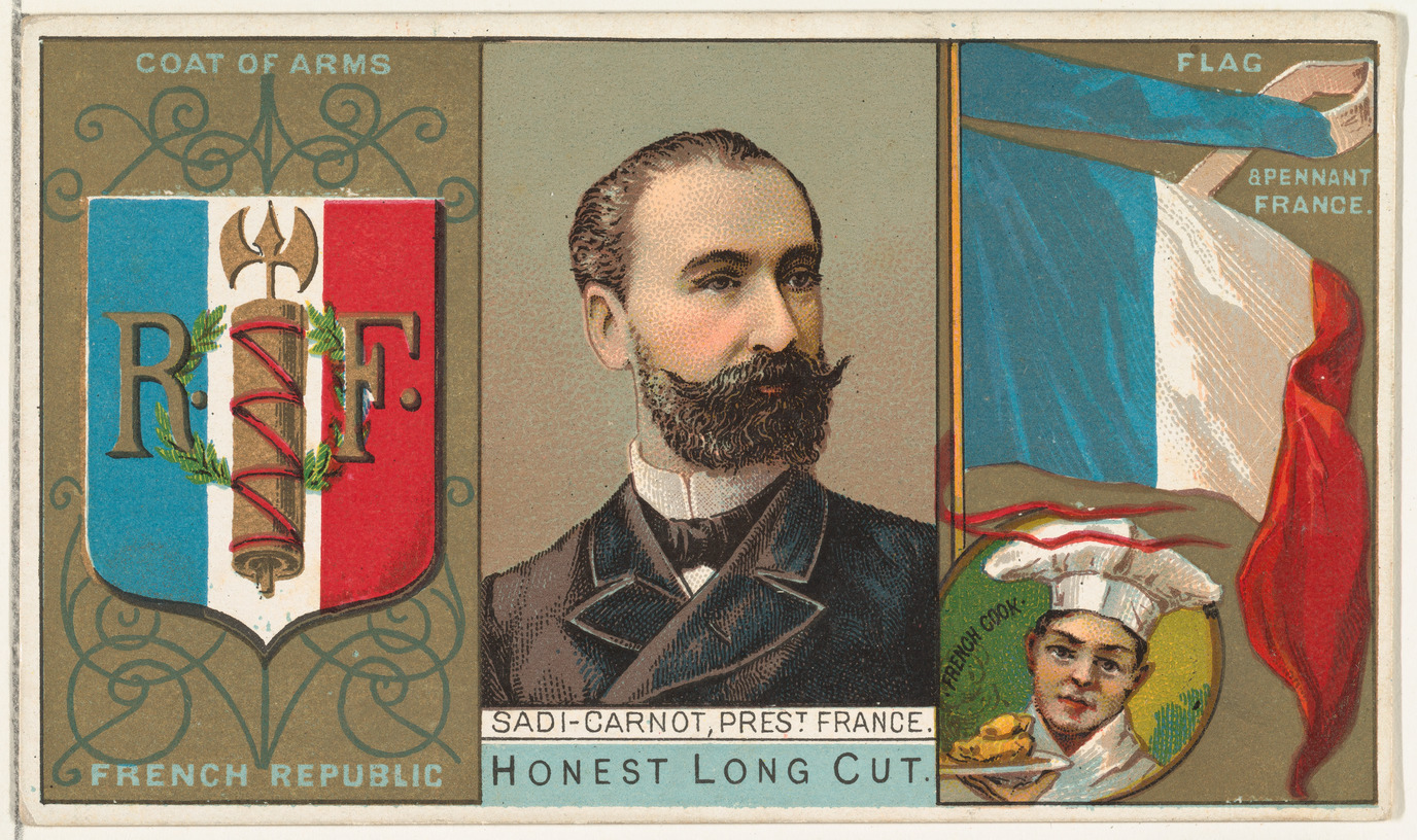 W. Duke, Sons & Co., Sadi-Carnot, President of France, from the Rulers, Flags, and Coats of Arms series (N126-1) issued by W. Duke, Sons & Co.