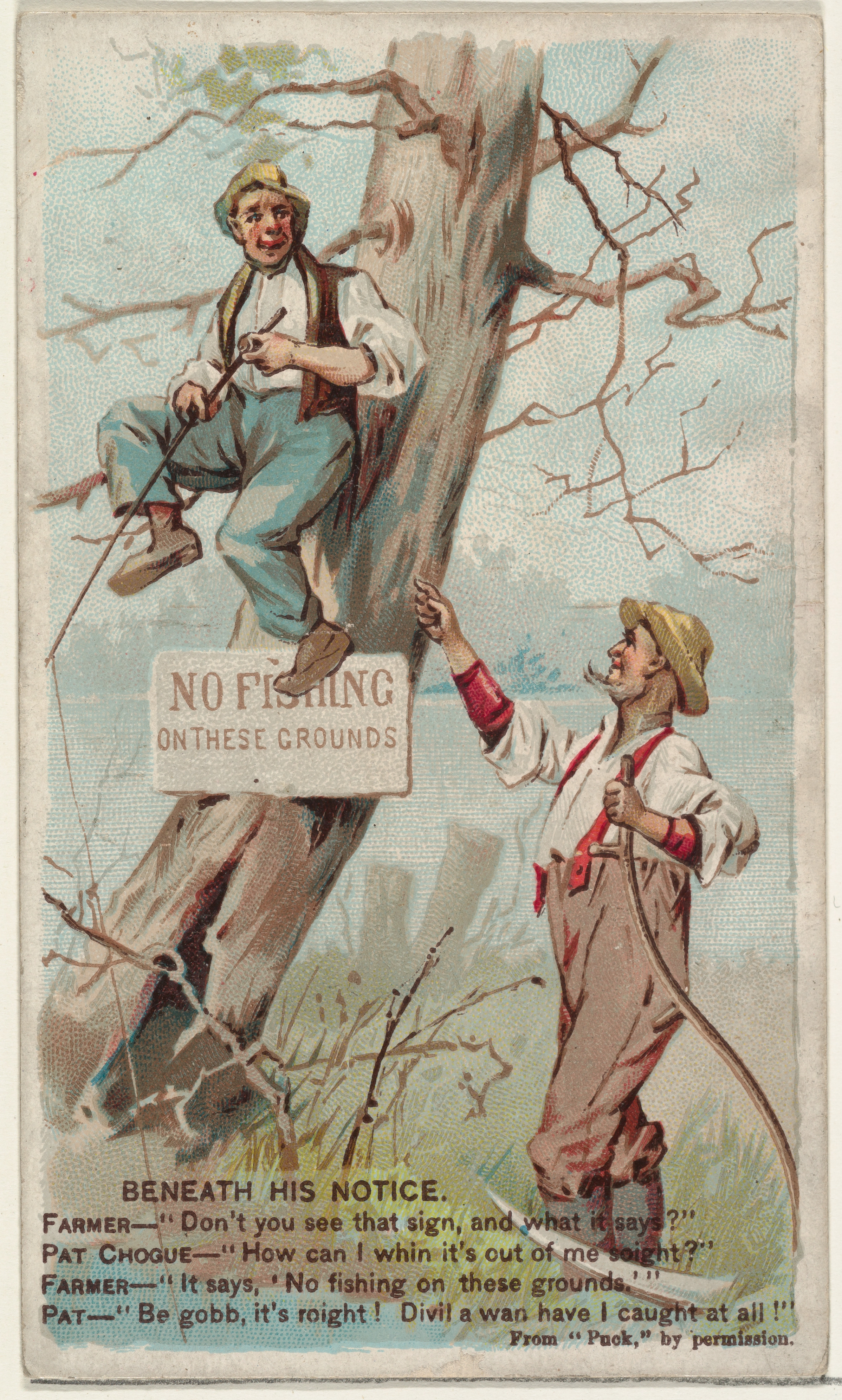 Beneath His Notice, from the Snapshots from "Puck" series (N128) issued by Duke Sons & Co. to promote Honest Long Cut Tobacco