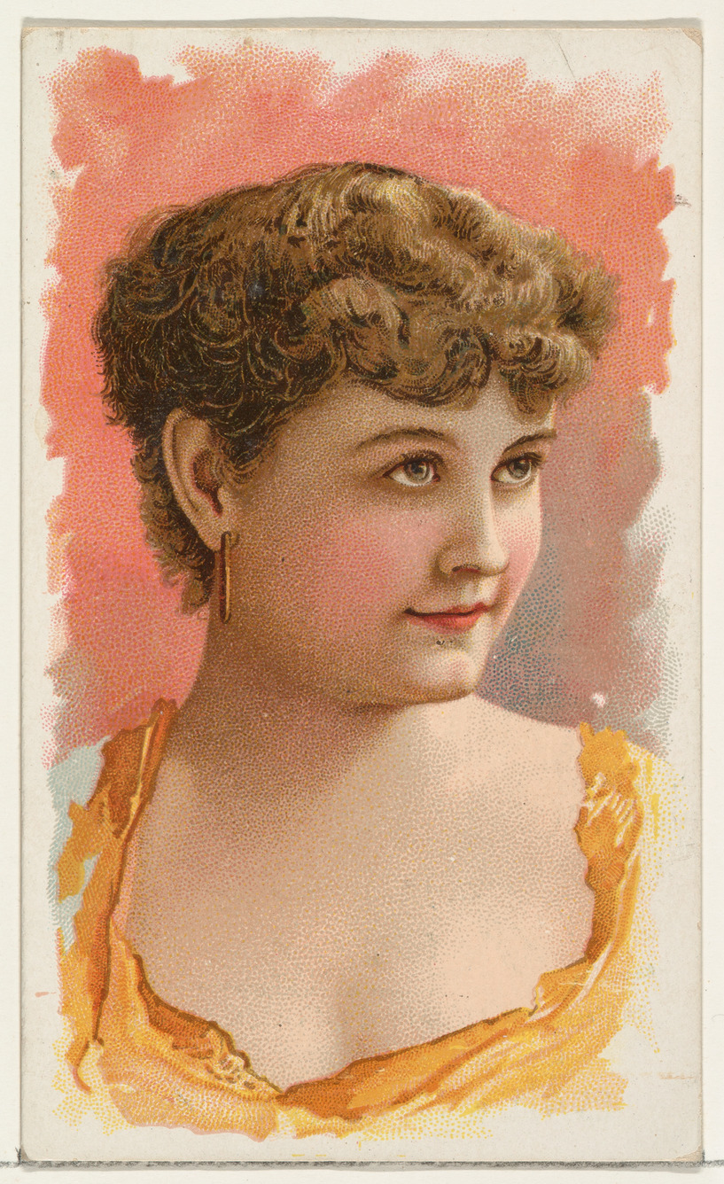 Actress wearing yellow bodice, from Stars of the Stage, First Series (N129) issued by W. Duke, Sons & Co. to promote Honest Long Cut Tobacco