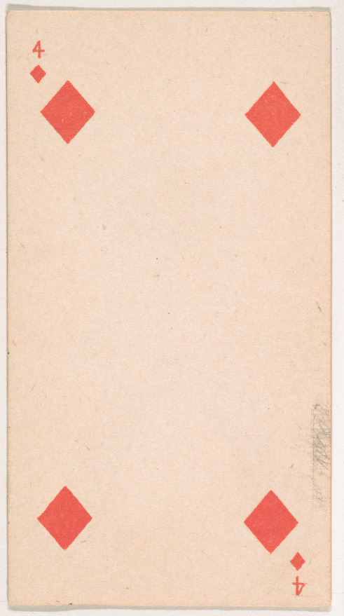 Four of Diamonds, from the Transparent Playing Cards series (N220) issued by Kinney Bros.