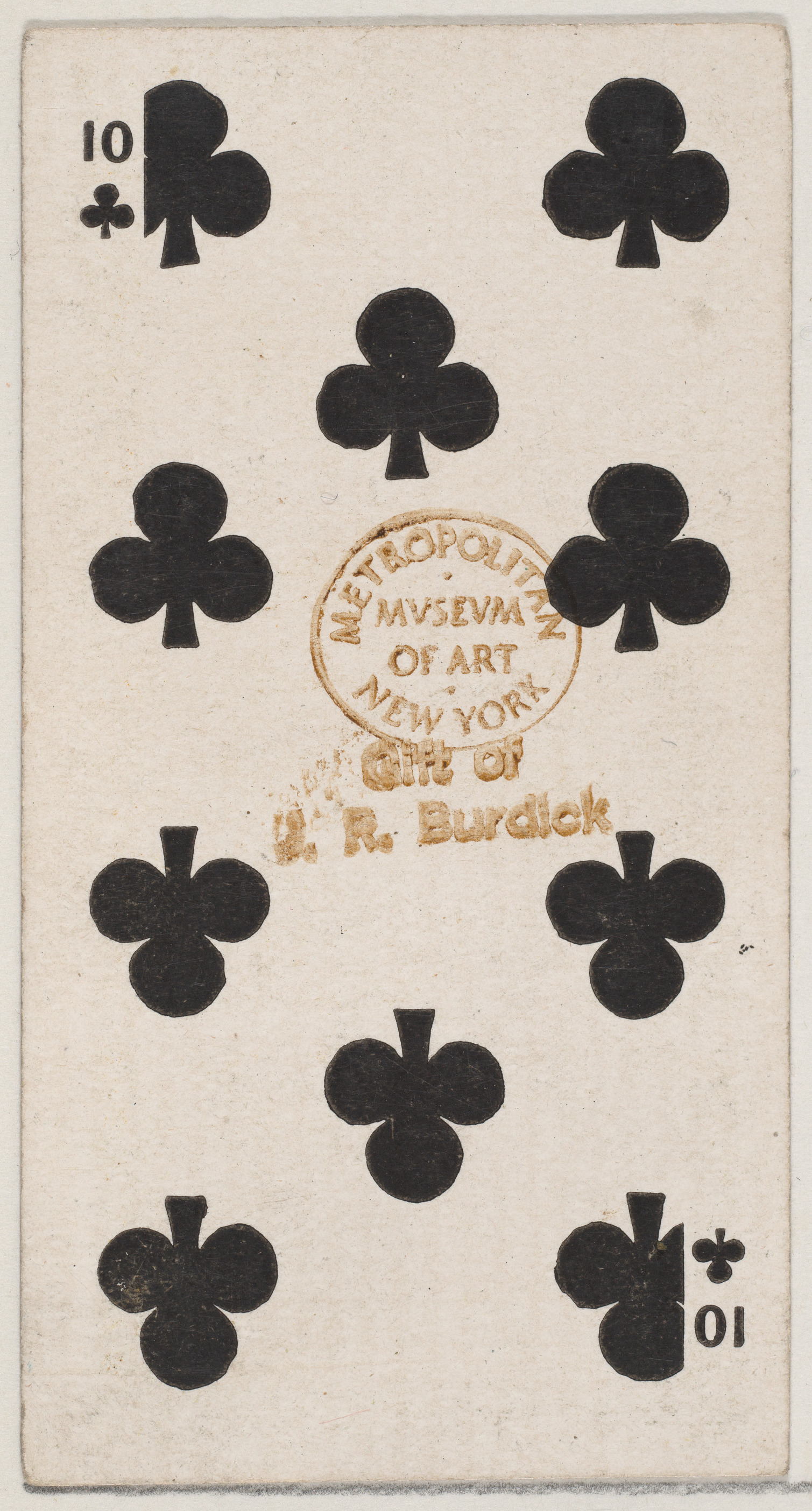 Ten Clubs (black), from the Playing Cards series (N84) for Duke brand cigarettes