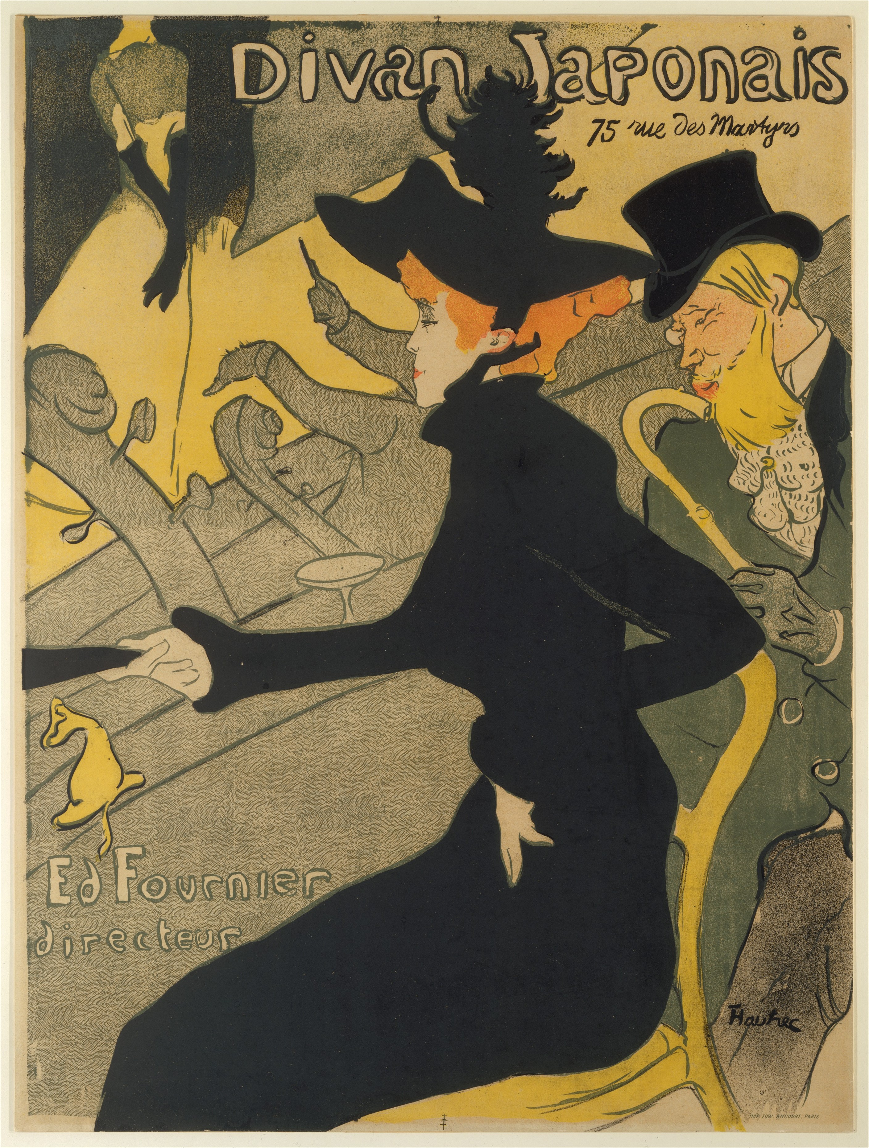 Divan Japonais, Henri de Toulouse-Lautrec (French, Albi 1864–1901 Saint-André-du-Bois), Lithograph printed in four colors, wove paper