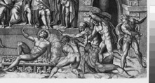 The Martyrdom of Saint Lawrence, after Bandinelli, Marcantonio Raimondi (Italian, Argini (?) ca. 1480–before 1534 Bologna (?)), Engraving; second state of two