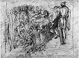 Saint John the Baptist Baptizing the Multitude, Pellegrino Tibaldi (Italian, Puria di Valsolda 1527–1596 Milan), Pen and brown ink, brush and brown wash
