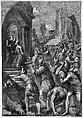 King Solomon Beholds the Ark of the Covenant Being Brought to the Temple, Andrea Vicentino (Andrea Michieli) (Italian, Venice 1542–1618 Venice), Pen and brown ink, brush and brown wash, highlighted with white gouache, over traces of black chalk, on blue paper