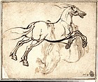 Study of a Horse (recto); Study of a Standing Horse (verso), Jacques Callot (French, Nancy 1592–1635 Nancy), Quill and reed pen and iron gall ink; minor evidence of leadpoint or graphite tracing of the standing horse visible on the recto