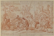 Bacchanals, Anonymous, French, 18th century, Red chalk; squared in black chalk