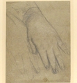 Study of a Hand, Anonymous, French, 19th century, Graphite heightened with white