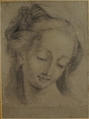 Head of a Woman, Anonymous, French, 17th century, Black chalk