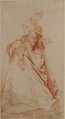 Standing Woman Facing Right, Nicolas Lancret (French, Paris 1690–1743 Paris), Red chalk