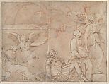St. Peter Delivered from Prison, After Polidoro da Caravaggio (Italian, Caravaggio ca. 1499–ca. 1543 Messina), Pen and brown ink, brush and brown wash, and red chalk