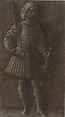 Standing Youth with Sword and Palm Branch, Attributed to Antonio Vivarini (Italian, Venice, active by 1440–died 1476/84), Brush and brown wash, highlighted with white, on brown-washed paper