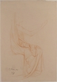 Study of Drapery, Louis-Oscar Roty (French, Paris 1846–1911 Paris), Red chalk on buff paper