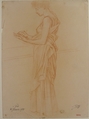 Study of a Woman, Louis-Oscar Roty (French, Paris 1846–1911 Paris), Red chalk
