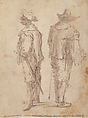 Two Standing Men, Micco Spadaro (Domenico Gargiulo) (Italian, Naples 1609/10–1675 Naples (?)), Pen and brown ink, brush and brown wash