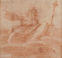 God the Father, Pomarancio (Cristoforo Roncalli) (Italian, Pomarance ca. 1553–1626 Rome), Red chalk; squared in red chalk