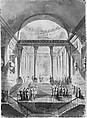 Sacrifice in a Classical Building, Anonymous, French, 18th century, Pen and ink and bistre wash on paper