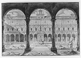 Cloister of the Certosa di San Martino, Naples, Louis Jean Desprez (French, Auxerre 1743–1804 Stockholm), Pen and gray ink, watercolor over traces of black chalk
