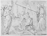 The Discovery of the True Cross, Moncalvo (Guglielmo Caccia) (Italian, Montabone 1568–1625 Moncalvo), Pen and brown ink, brush and brown wash, over slight traces of black chalk