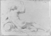 Reclining River God, Luigi Garzi (Italian, Pistoia 1638–1721 Rome), Black chalk, highlighted with white, on gray paper