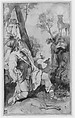 The Vision of Saint Eustace, Federico Zuccaro (Zuccari) (Italian, Sant&#39;Angelo in Vado 1540/42–1609 Ancona), Point of brush with brown, gray, green, yellow, and red wash, highlighted with white, over traces of red and black chalk; lightly squared in black chalk
