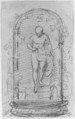 Recto:Nude Female Figure in a Niche   Verso: Study for a Fountain, Hans Gasser (Austrian, Eisentratten 1817–1868 Budapest), Graphite