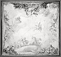 Design for a Ceiling, Mariano Salvador de Maella (Spanish, Valencia 1739–1819 Madrid), Black chalk, light brownish-yellow wash, squared for transfer in black chalk
