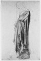 Study for the Figure of Stratonice, Jean Auguste Dominique Ingres (French, Montauban 1780–1867 Paris), Graphite, black chalk, and rubbed charcoal; some contours incised for transfer
