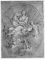 Allegorical Figure of Purity with a Unicorn, Marcantonio Franceschini (Italian, Bologna 1648–1729 Bologna), Pen and brown ink, brush and gray wash, highlighted with white, over black chalk, on brown-washed paper