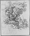 The Prophetess Deborah Ordering Barak to Take Arms against Sisera, Francesco Solimena (Italian, Canale di Serino 1657–1747 Barra), Brush and black ink, brush and gray wash, over black chalk (recto); small black chalk sketch of a nude male figure (verso)