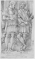 Two Princes of the House of Este: Ernest VI and Francis II, Pirro Ligorio (Italian, Naples ca. 1512/13–1583 Ferrara), Pen and brown ink, brush  and yellow-brown wash, over black chalk