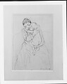Maternal Caress, Mary Cassatt (American, Pittsburgh, Pennsylvania 1844–1926 Le Mesnil-Théribus, Oise), Compressed charcoal and graphite over some charcoal lines