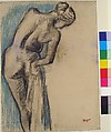 Bather Drying Herself, Edgar Degas (French, Paris 1834–1917 Paris), Charcoal and pastel on off-white laid paper