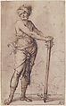Turbaned Warrior Holding a Mace, Salvator Rosa (Italian, Arenella (Naples) 1615–1673 Rome), Pen and brown ink, brown wash, over a little black chalk