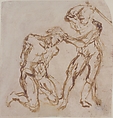 Beheading of a Kneeling Nude Man, Romulo Cincinnato (Italian, Florence ca. 1540–1597/98 Madrid), Brush and brown wash