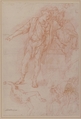 Figure Studies: Men Standing by a Large Vase, a Falling Nude Figure, and Other Figures, Giulio Carpioni (Italian, Venice 1613–1678 Venice), Red chalk