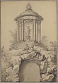 Design for Festival Architecture for an Entry into Paris for the King of Sweden, Frederick I of Hesse, Guillaume Thomas Raphaël Taraval (French, Paris 1701–1750 Stockholm), Pen and gray ink, gray wash over traces of black chalk. Border line in pen and black ink.