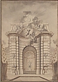Design for Festival Architecture for an Entry into Paris for the King of Sweden, Fredrerick I of Hesse, Guillaume Thomas Raphaël Taraval (French, Paris 1701–1750 Stockholm), Pen and brown ink, brush and gray wash